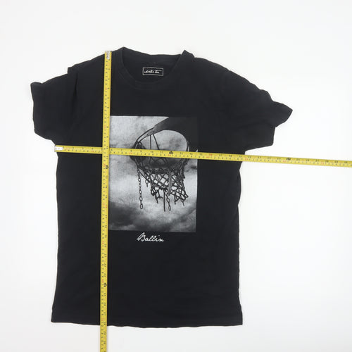 Mister Tee Men's Black Graphic Crew Neck Short Sleeve T-Shirt Size M