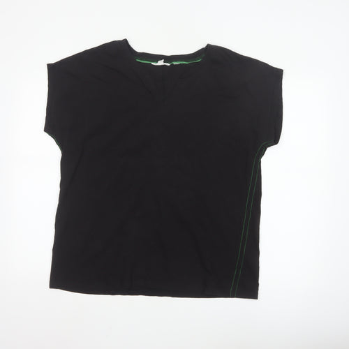 White Stuff Women's Black Size 20 Cotton V-Neck Jersey T-Shirt