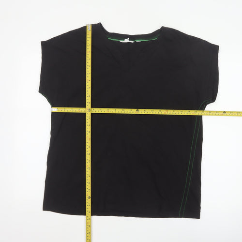 White Stuff Women's Black Size 20 Cotton V-Neck Jersey T-Shirt