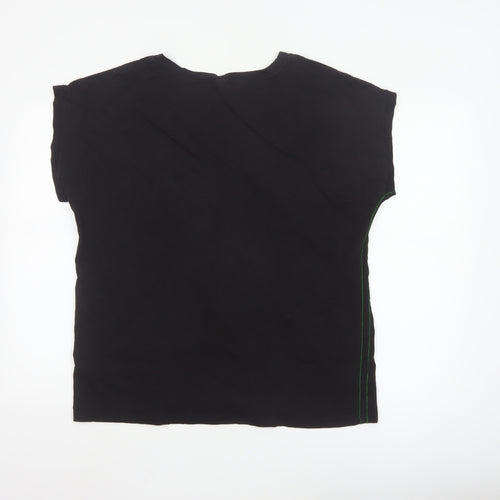 White Stuff Women's Black Size 20 Cotton V-Neck Jersey T-Shirt