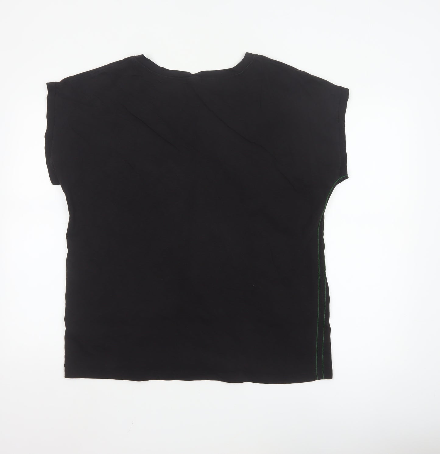 White Stuff Women's Black Size 20 Cotton V-Neck Jersey T-Shirt