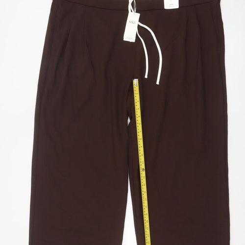 Marks and Spencer Women Brown Cropped Wide-Leg Trousers Size 24