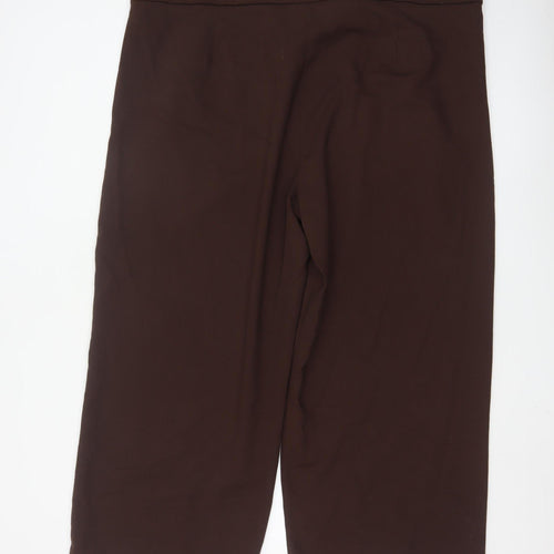 Marks and Spencer Women Brown Cropped Wide-Leg Trousers Size 24