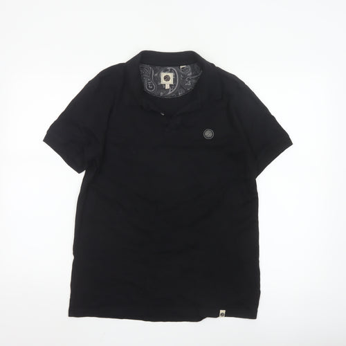 Pretty Green Men's Black Cotton Polo Shirt Size M Regular Fit