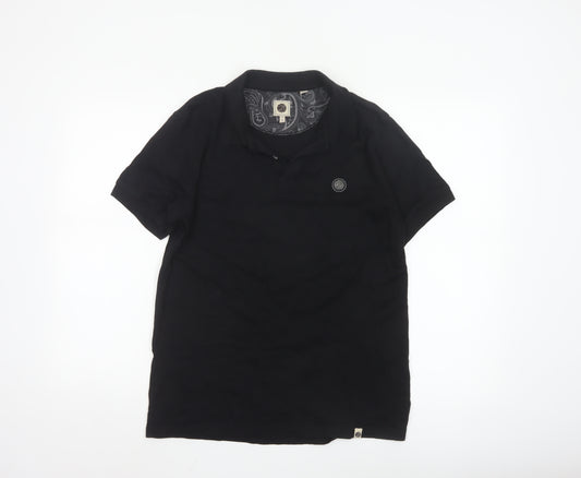 Pretty Green Men's Black Cotton Polo Shirt Size M Regular Fit