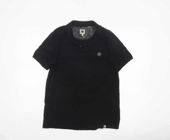 Pretty Green Men's Black Cotton Polo Shirt Size M Regular Fit