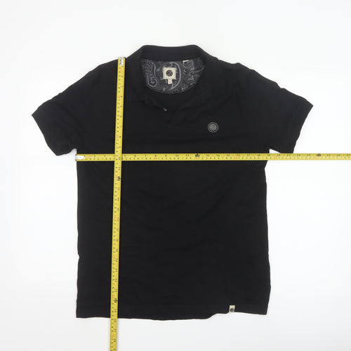 Pretty Green Men's Black Cotton Polo Shirt Size M Regular Fit