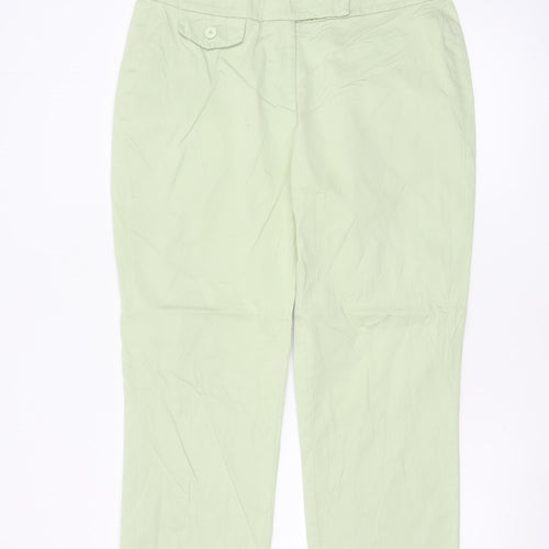 Boden Women Green Chino Trousers Size 16 Cotton Blend Stretch