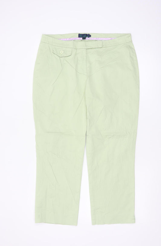 Boden Women Green Chino Trousers Size 16 Cotton Blend Stretch