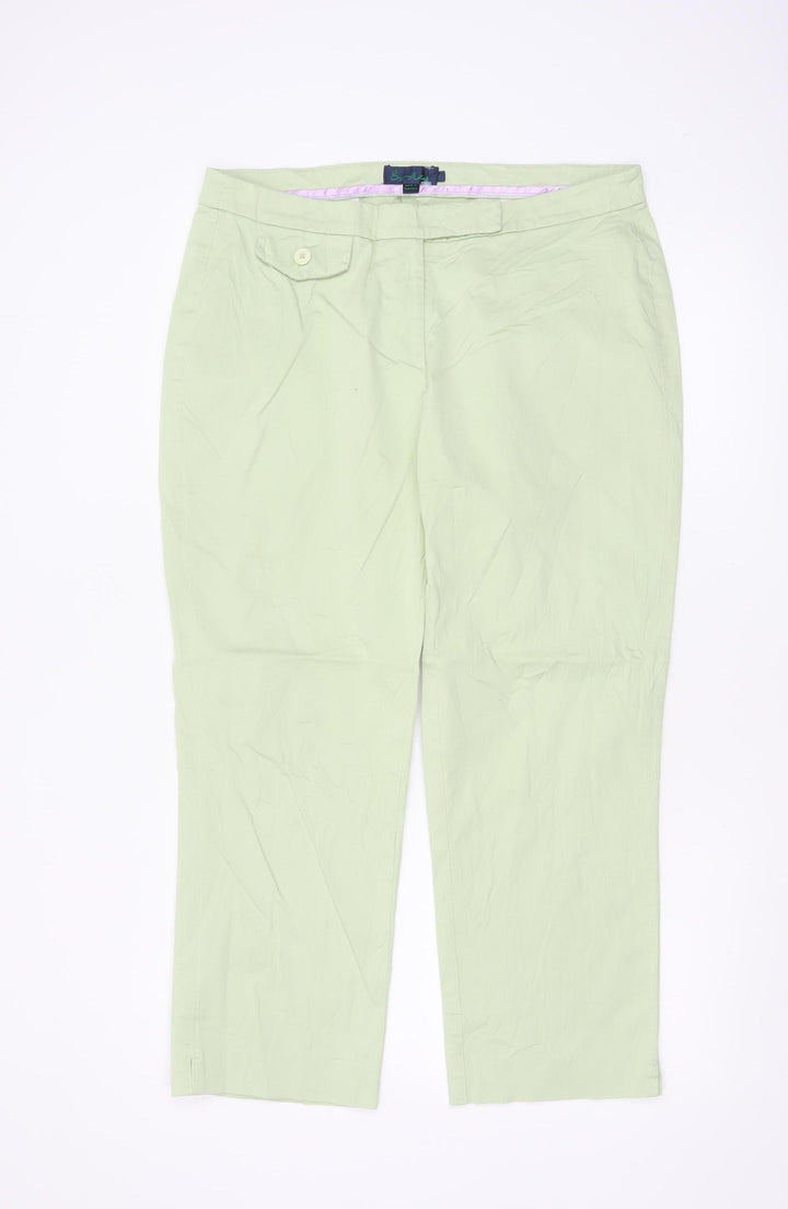 Boden Women Green Chino Trousers Size 16 Cotton Blend Stretch