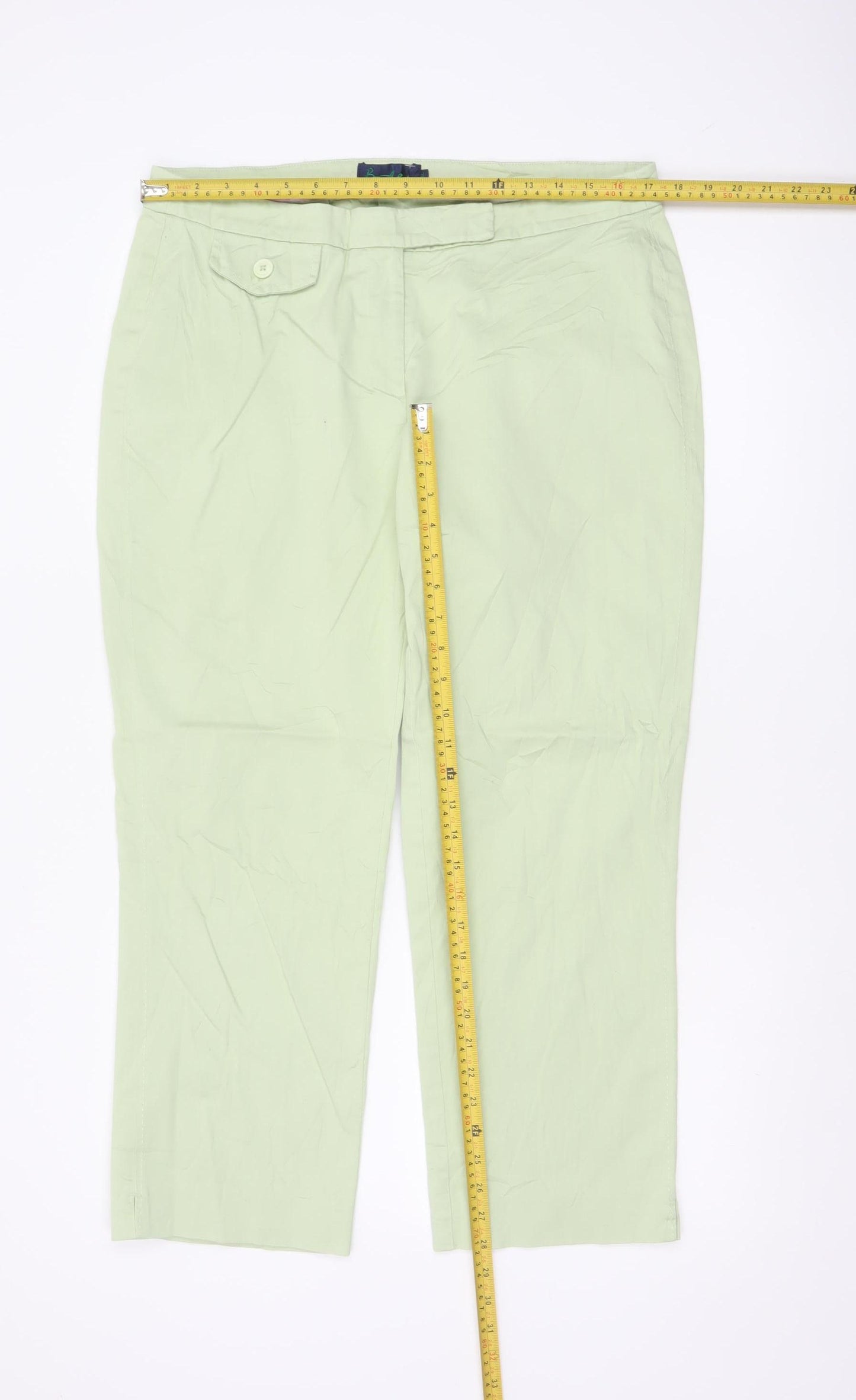 Boden Women Green Chino Trousers Size 16 Cotton Blend Stretch