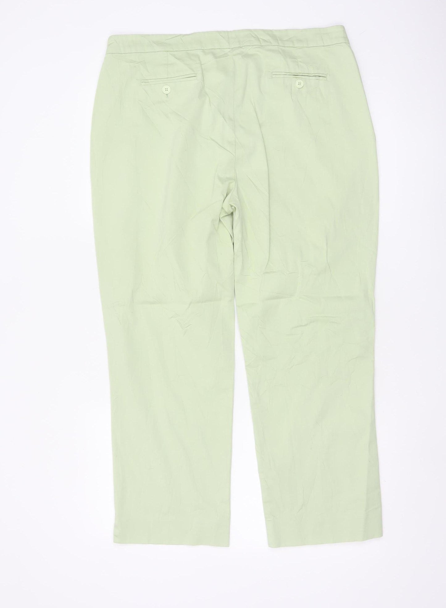 Boden Women Green Chino Trousers Size 16 Cotton Blend Stretch