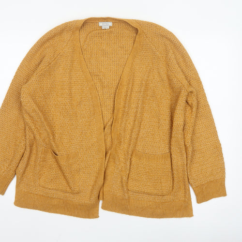 Fat Face Women’s Yellow Chunky Knit Open Cardigan UK 12