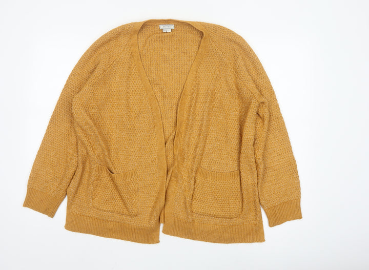Fat Face Women’s Yellow Chunky Knit Open Cardigan UK 12