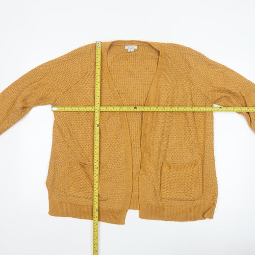 Fat Face Women’s Yellow Chunky Knit Open Cardigan UK 12