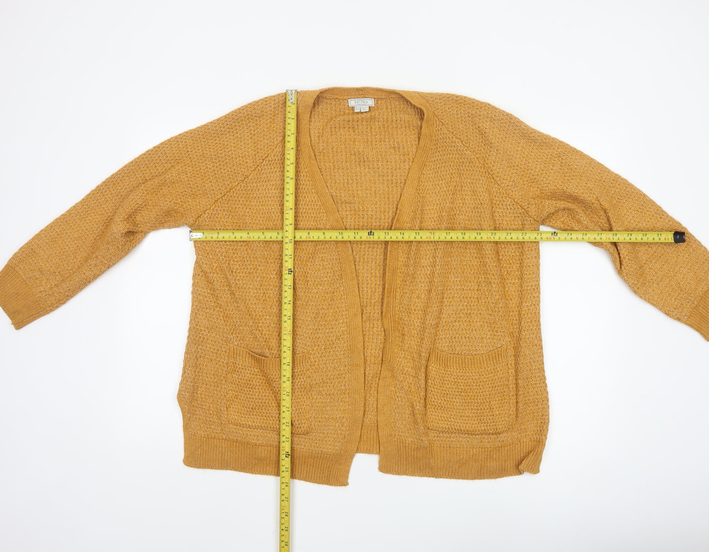 Fat Face Women’s Yellow Chunky Knit Open Cardigan UK 12