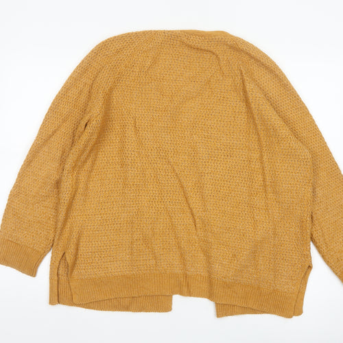 Fat Face Women’s Yellow Chunky Knit Open Cardigan UK 12