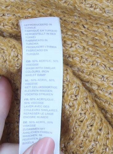 Fat Face Women’s Yellow Chunky Knit Open Cardigan UK 12