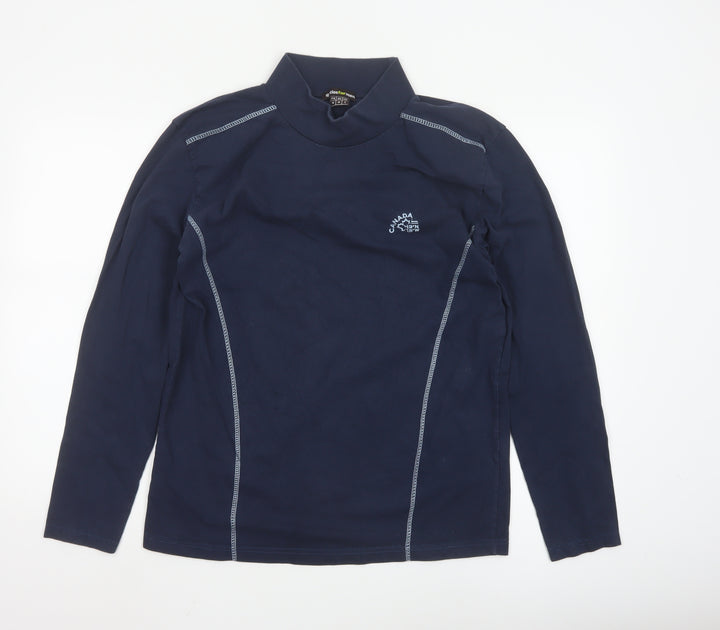 Atlas For Men Navy Long Sleeve Cotton Mock Neck Top Size S