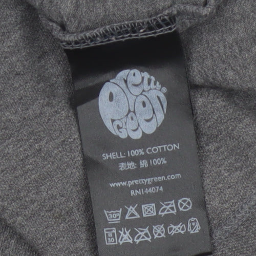 Pretty Green Womens Grey Polo Shirt L Paisley Collar Cotton