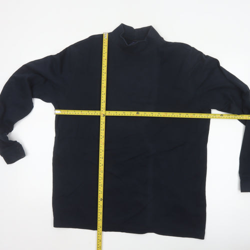Lands' End Men's Black Long Sleeve Cotton High Neck Top L Regular