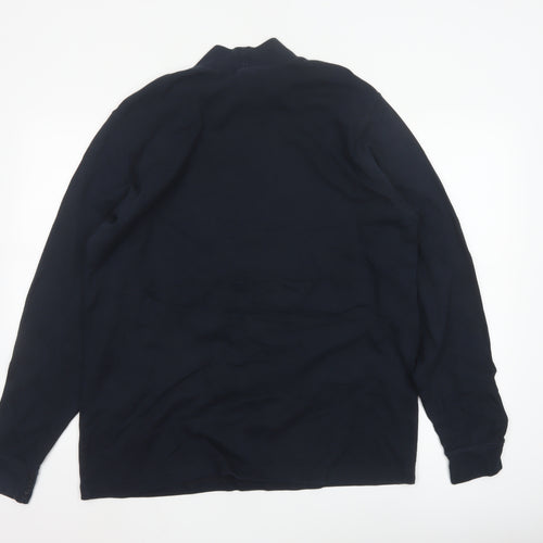 Lands' End Men's Black Long Sleeve Cotton High Neck Top L Regular