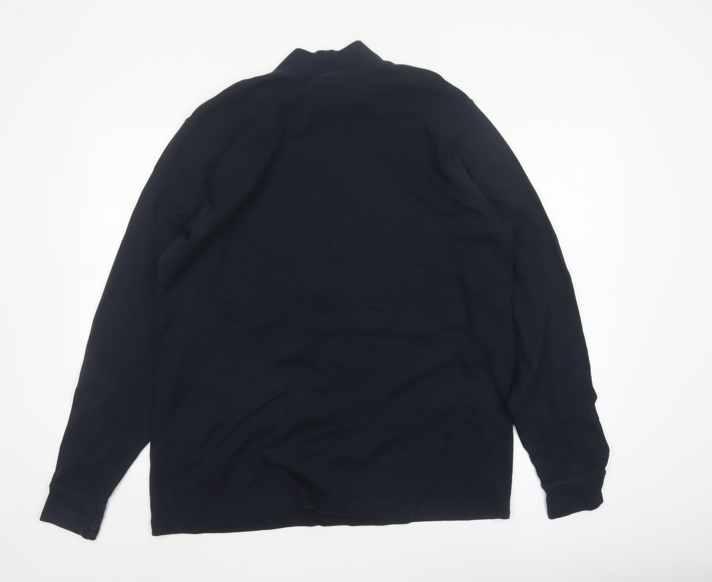 Lands' End Men's Black Long Sleeve Cotton High Neck Top L Regular
