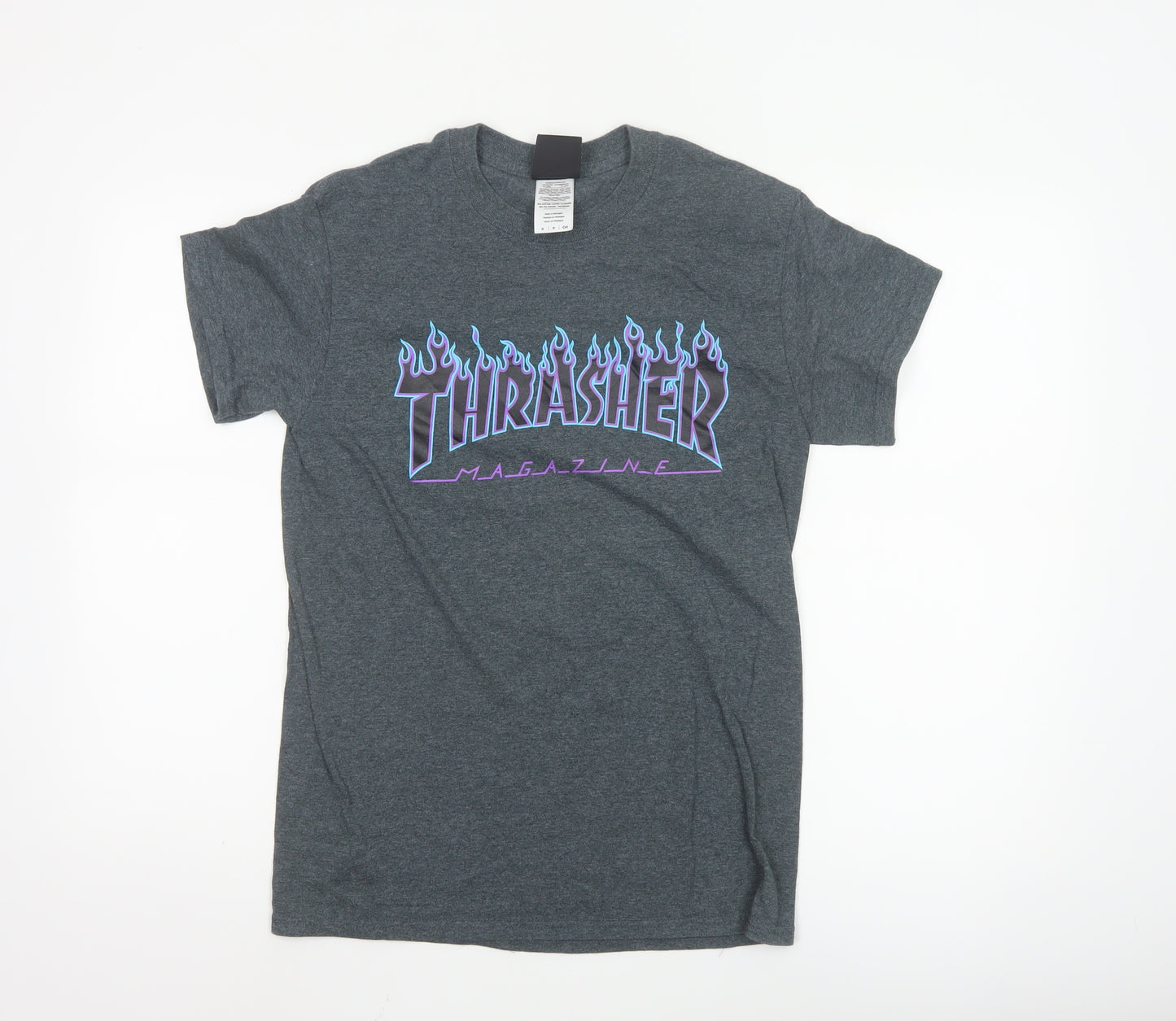 Thrasher Men's Grey Flame Logo Short Sleeve T-Shirt Size S