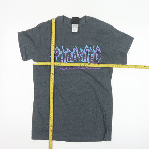 Thrasher Men's Grey Flame Logo Short Sleeve T-Shirt Size S