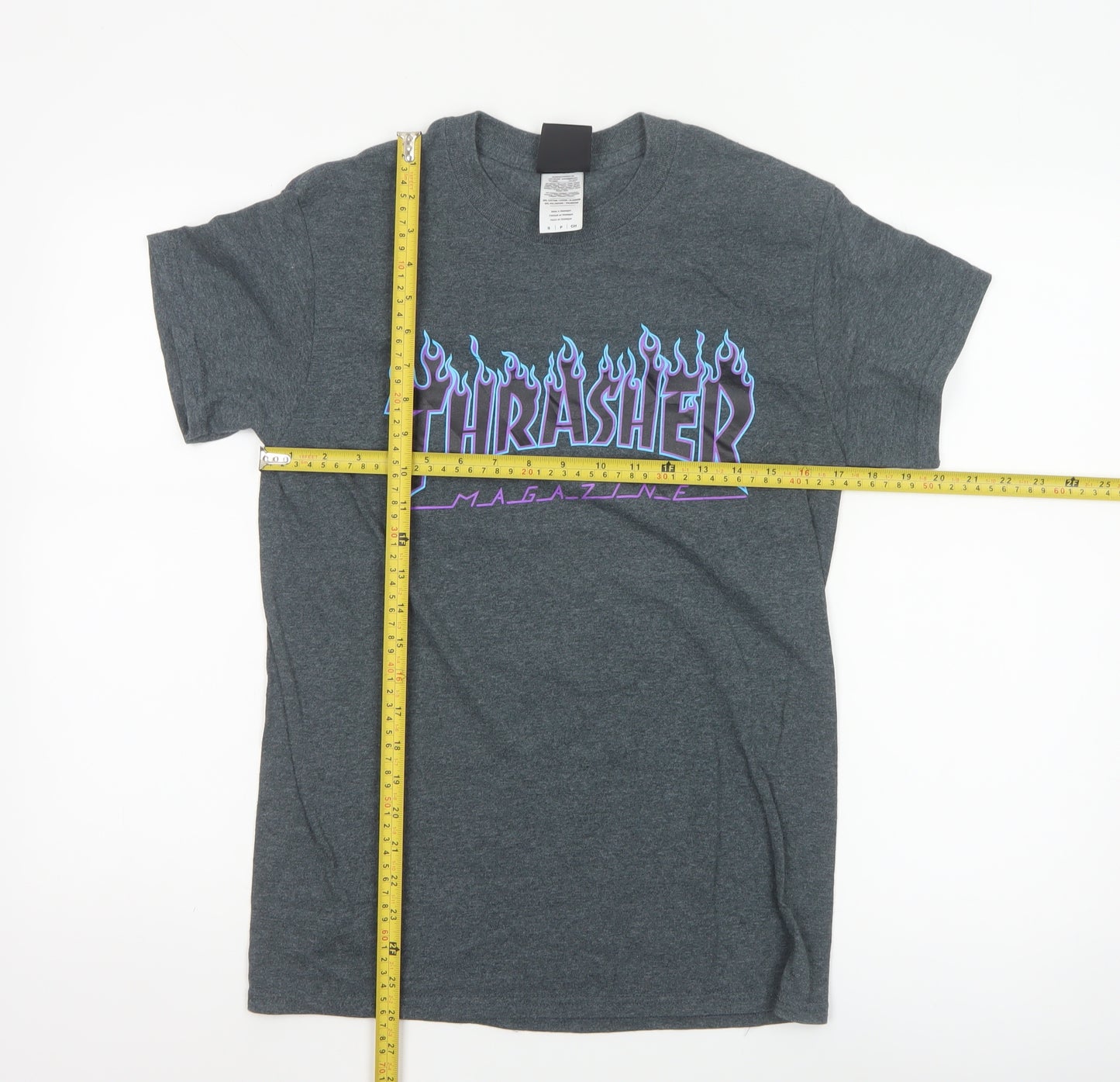 Thrasher Men's Grey Flame Logo Short Sleeve T-Shirt Size S