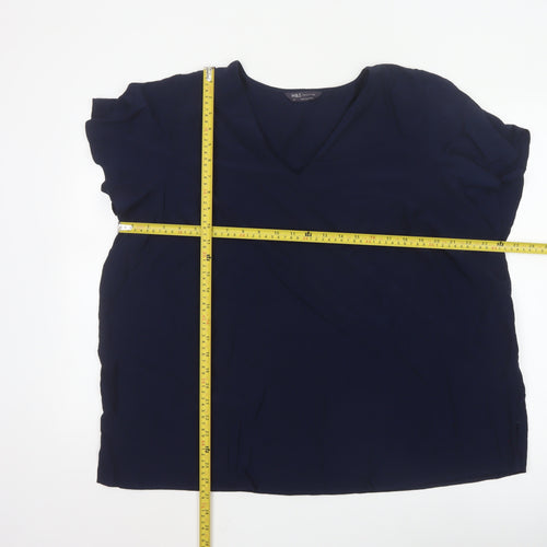Marks and Spencer Women’s Blue Viscose Blouse Size 24 V-Neck Short Sleeve