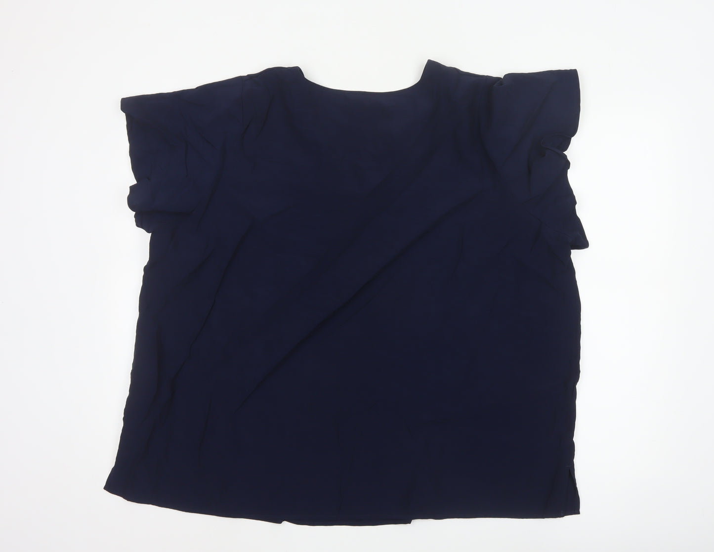 Marks and Spencer Women’s Blue Viscose Blouse Size 24 V-Neck Short Sleeve