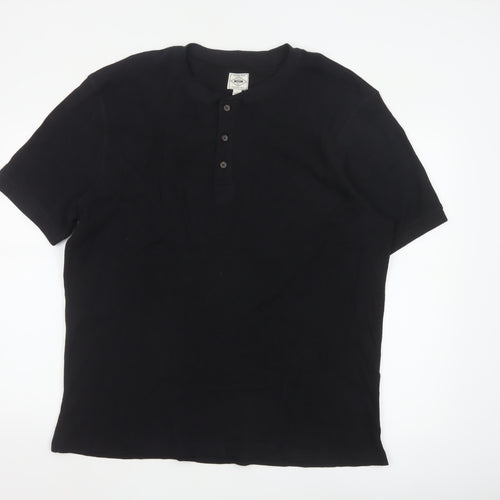 Next Men’s Black Henley Short Sleeve Cotton T-Shirt Size L