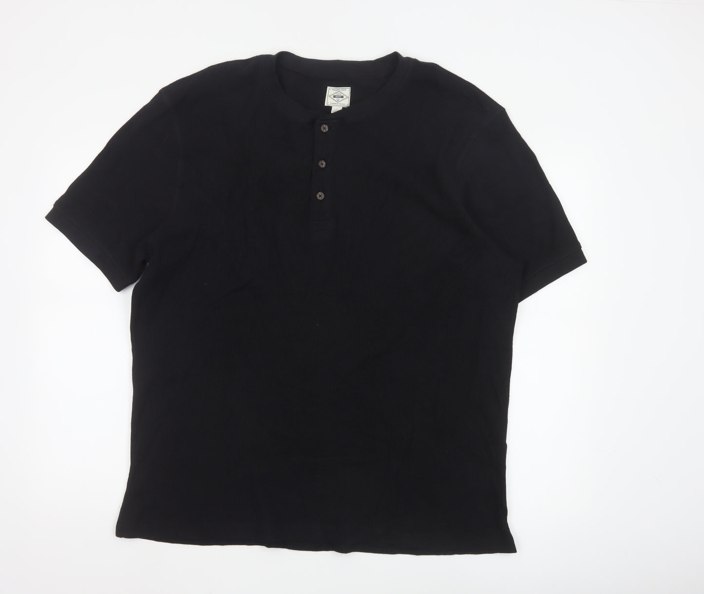 Next Men’s Black Henley Short Sleeve Cotton T-Shirt Size L