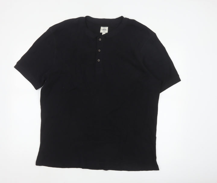 Next Men’s Black Henley Short Sleeve Cotton T-Shirt Size L
