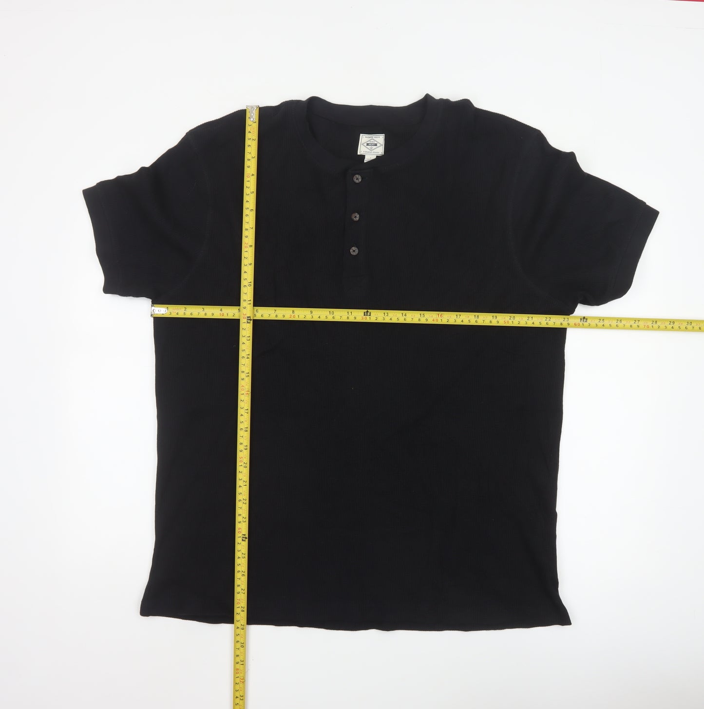 Next Men’s Black Henley Short Sleeve Cotton T-Shirt Size L