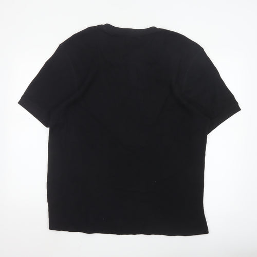 Next Men’s Black Henley Short Sleeve Cotton T-Shirt Size L