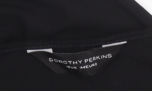 Dorothy Perkins Women Black Size 16 Ruffle Sleeve Viscose Top