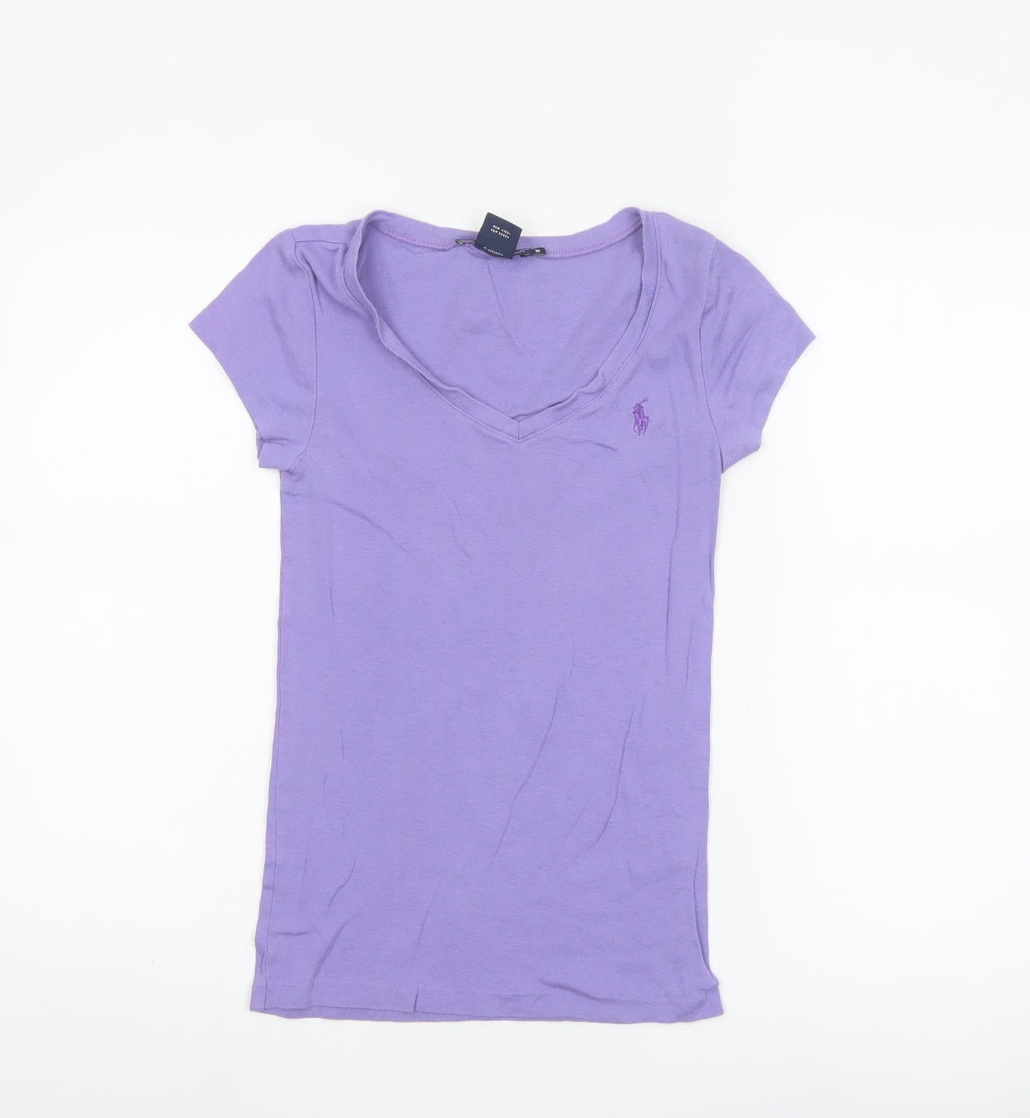 Ralph Lauren Women Purple V-Neck Basic Slim Fit T-Shirt M