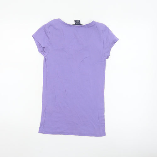 Ralph Lauren Women Purple V-Neck Basic Slim Fit T-Shirt M