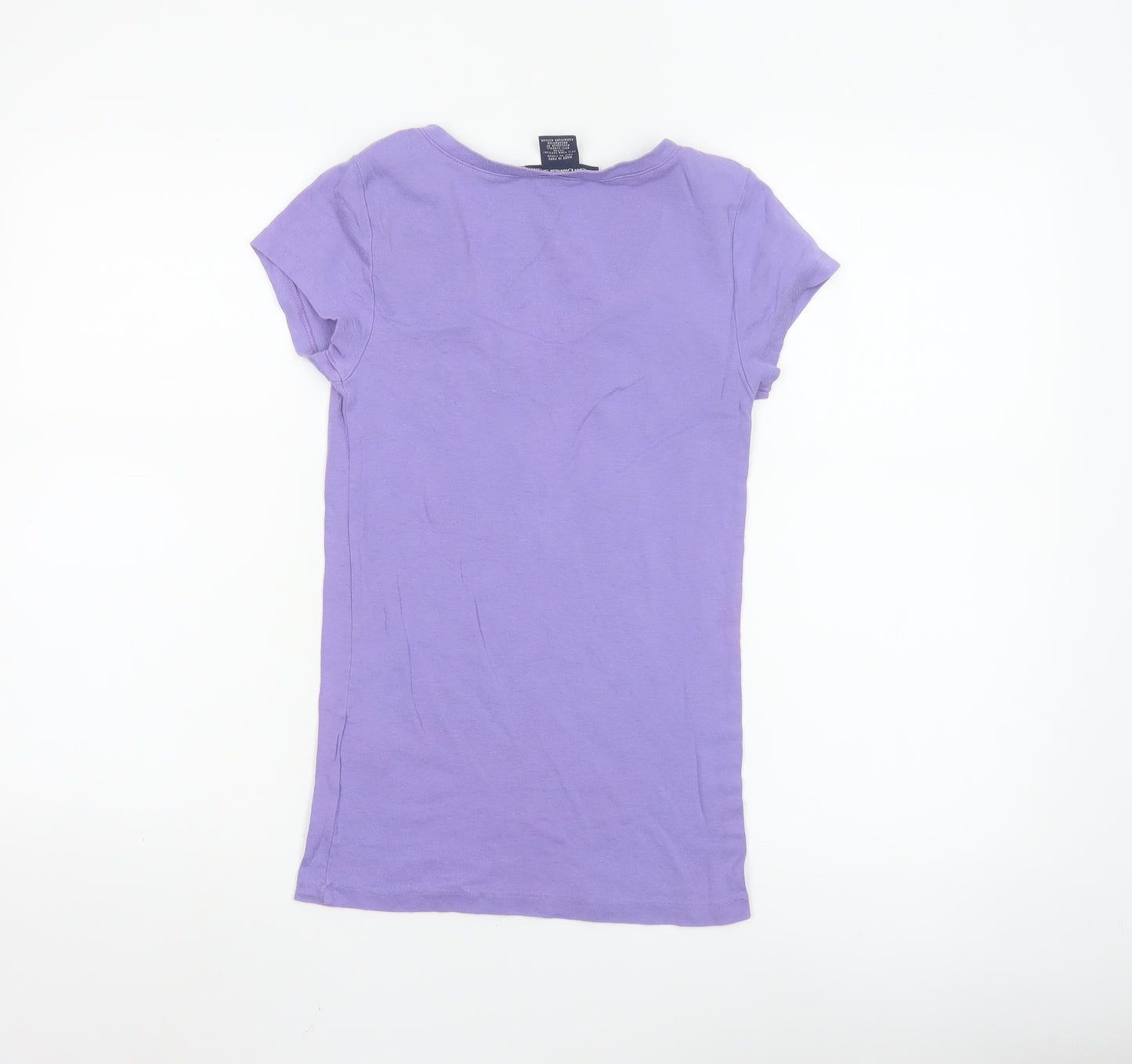 Ralph Lauren Women Purple V-Neck Basic Slim Fit T-Shirt M