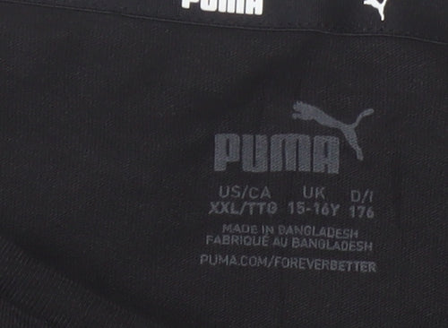 Puma Girls Black Short Sleeve Crew Neck Logo T-Shirt Size 15-16 Years