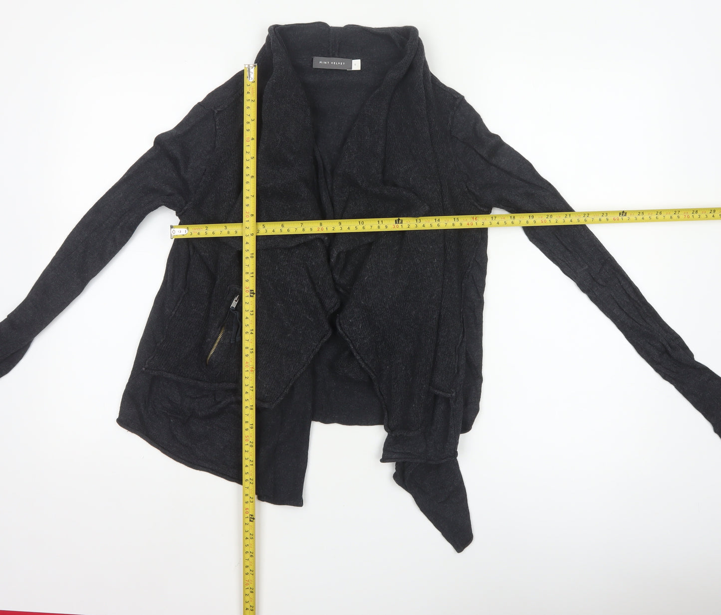 Mint Velvet Women's Black Size 8 Open Front Knit Cardigan