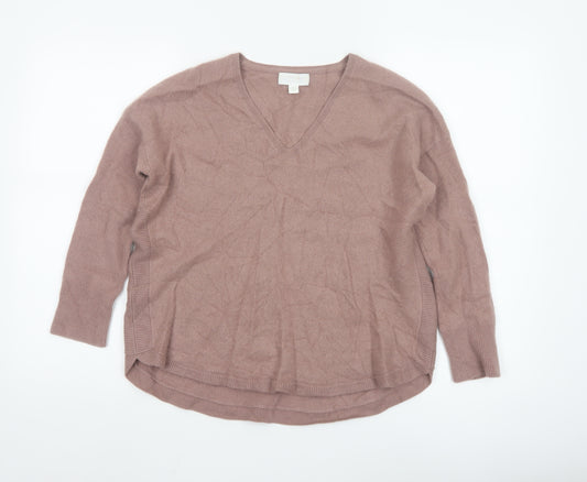 The White Company Women’s Brown Cashmere V-Neck Jumper Size S