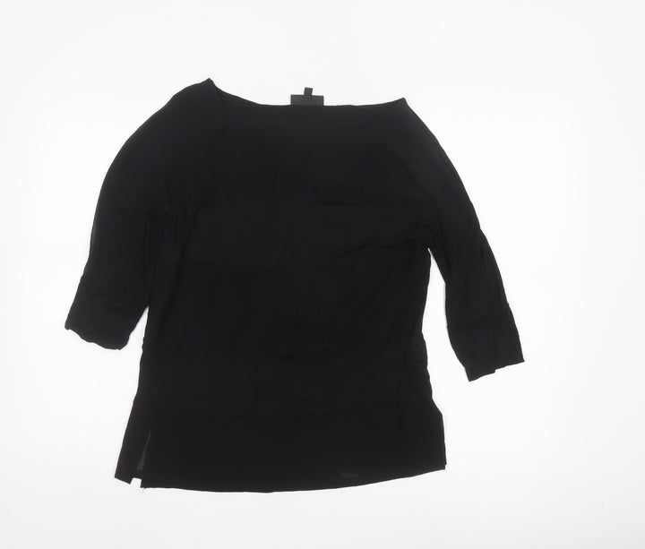 Warehouse Women’s Black 3/4 Sleeve Viscose Blouse UK 14