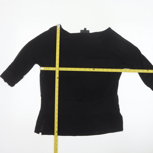 Warehouse Women’s Black 3/4 Sleeve Viscose Blouse UK 14