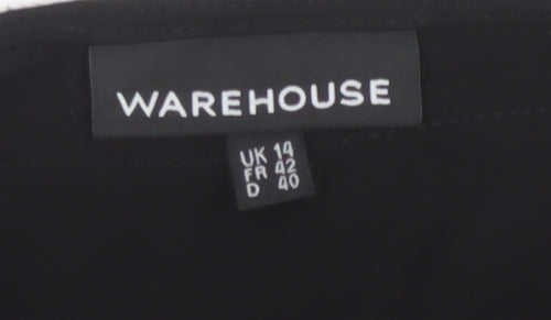 Warehouse Women’s Black 3/4 Sleeve Viscose Blouse UK 14