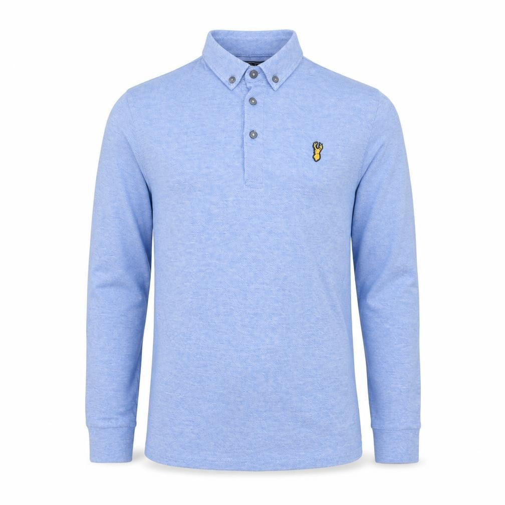 Next Boys Blue Long Sleeve Polo Shirt 13 Years Collared Cotton Blend