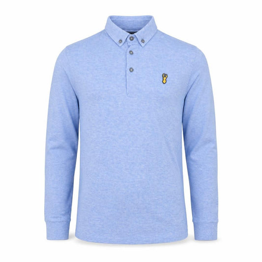 Next Boys Blue Long Sleeve Polo Shirt 13 Years Collared Cotton Blend