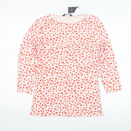 Marks and Spencer Women White Heart Print Long Sleeve T-Shirt Size 10